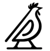 The Black Chicken minimalist chicken logo in black on white background