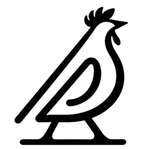 The Black Chicken minimalist chicken logo in black on white background